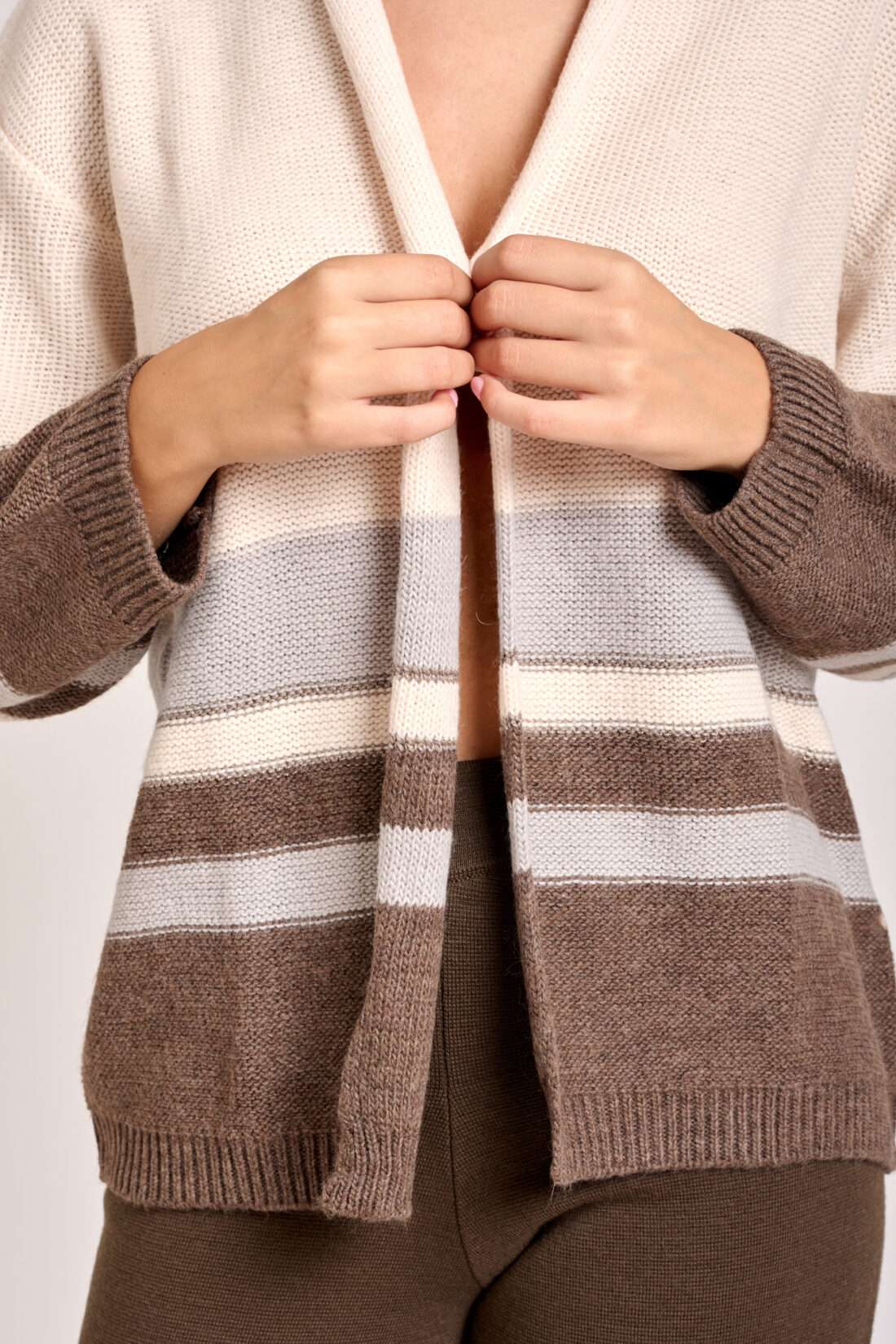 Cardigan a Righe Moka - immagine 2