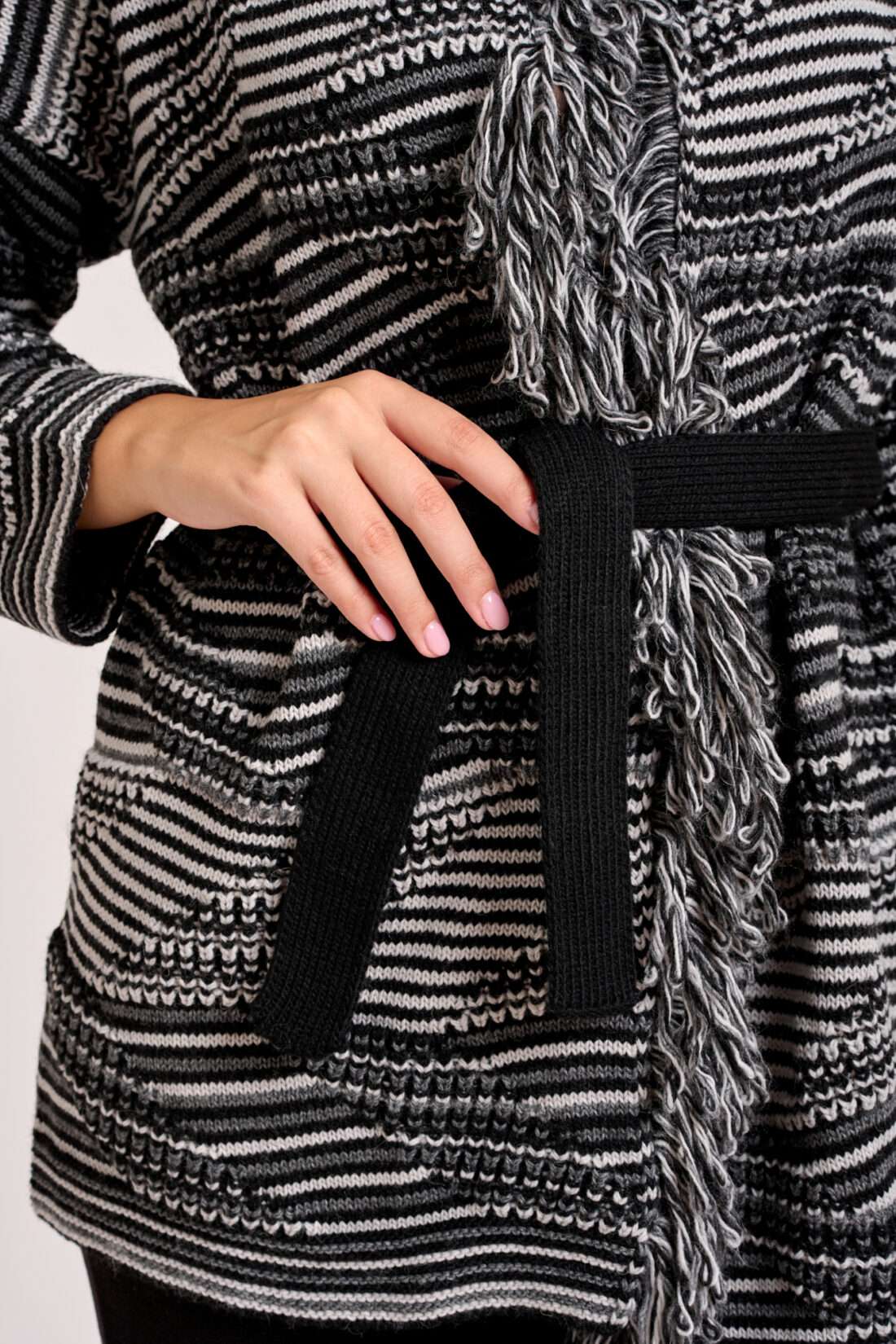 Cardigan con cintura Nero - immagine 3