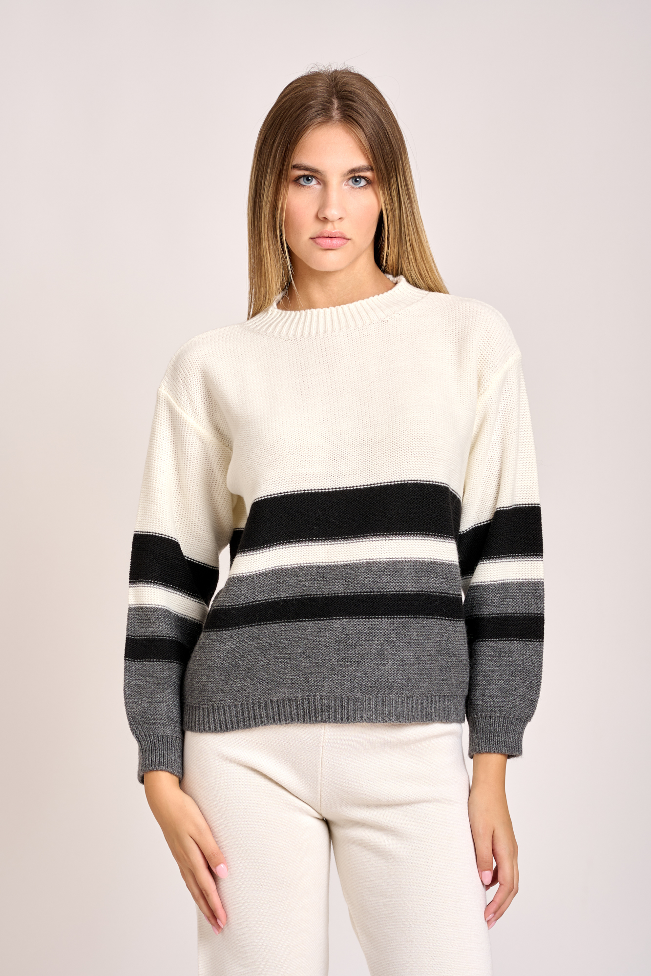 Girocollo Righe Latte